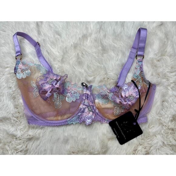 RARE🔥 Honey Birdette CHRISTINE💜 Unicorn Purple Lilac 3 Piece 32G, M, M Brief - Picture 3 of 11